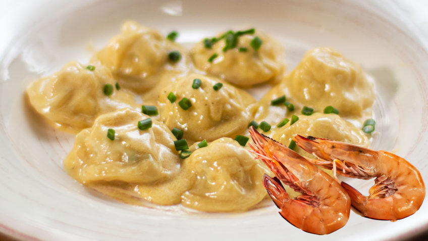 Shrimp Ravioli in Cream Sauce